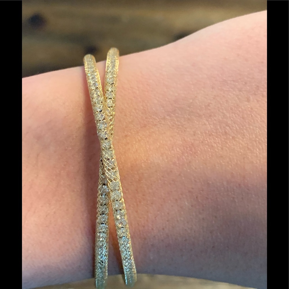 Gold and rhinestone delicate cuff bracelet